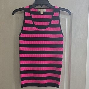 Michael Kors Black and Pink Striped Tank Top